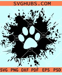 Dog paw paint splatter svg