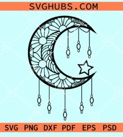 Dream catcher moon mandala svg