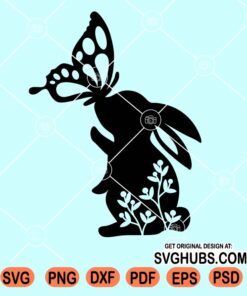 Easter bunny with butterfly svg