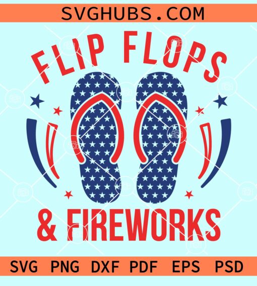 Flip flops and fireworks svg