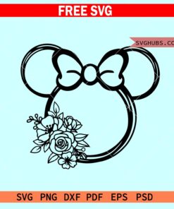 Floral Mickey head svg free, Disney Mickey svg free, Disney svg free, floral mickey ears svg free