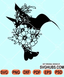 Floral bird silhouette svg