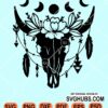 Floral cow skull with moon phases svg