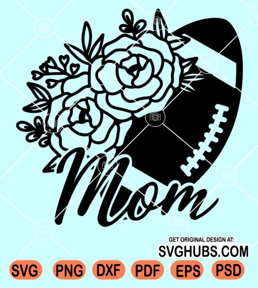 Floral football mom svg