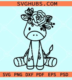 Floral giraffe baby clipart svg