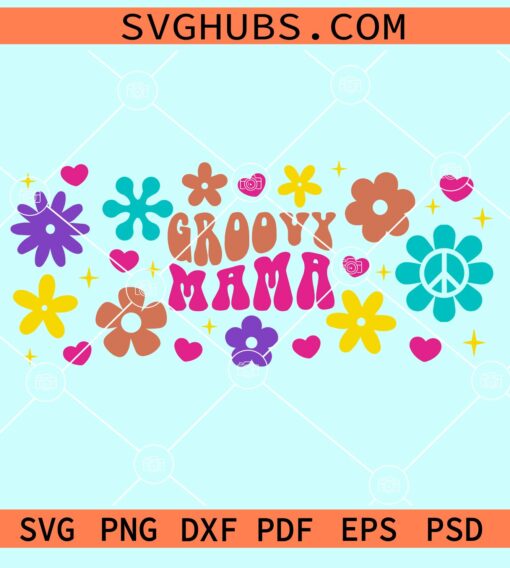 Floral groovy mama Starbucks libbey glass can wrap svg