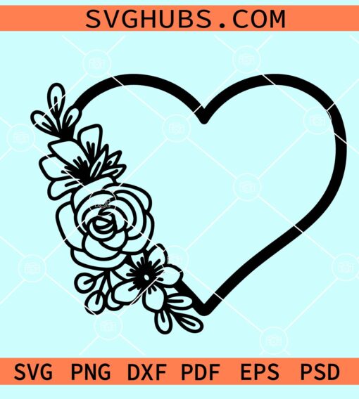 Floral heart shape SVG
