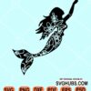 Floral mermaid clipart svg