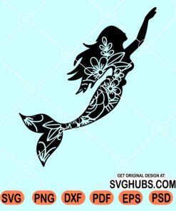 Floral mermaid clipart svg