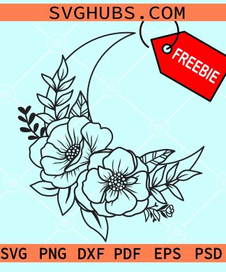 Floral moon svg free