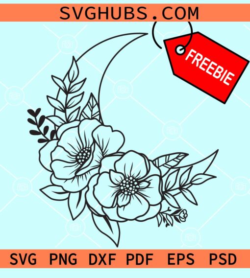 Floral moon svg free