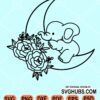 Floral moon with baby elephant svg