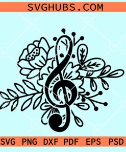 Floral music note SVG
