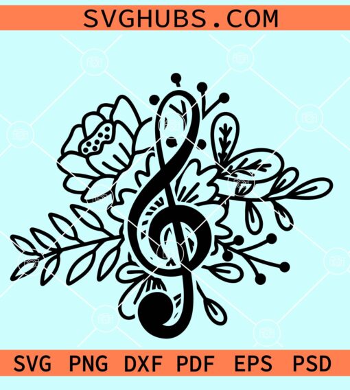 Floral music note SVG