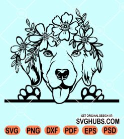 Floral peeking Labrador clipart svg