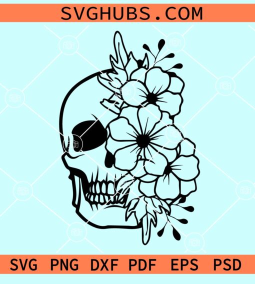 Floral skull svg