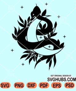 Floral snake with moon svg