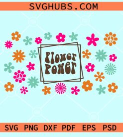 Flower power svg, 20oz Libbey, Flower power wrap svg, Retro flower power svg