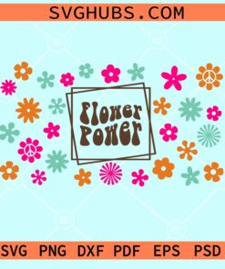 Flower power svg, 20oz Libbey, Flower power wrap svg, Retro flower power svg