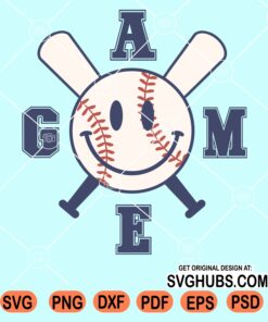 Game Day Baseball Smiley svg