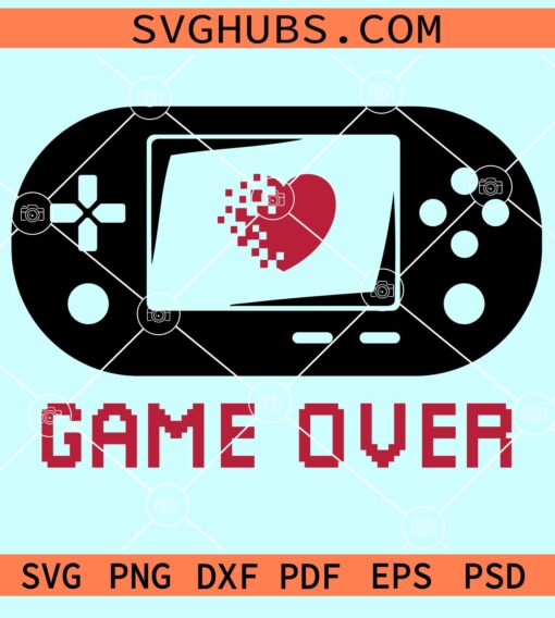 Game over Console Controller with pixel heart svg