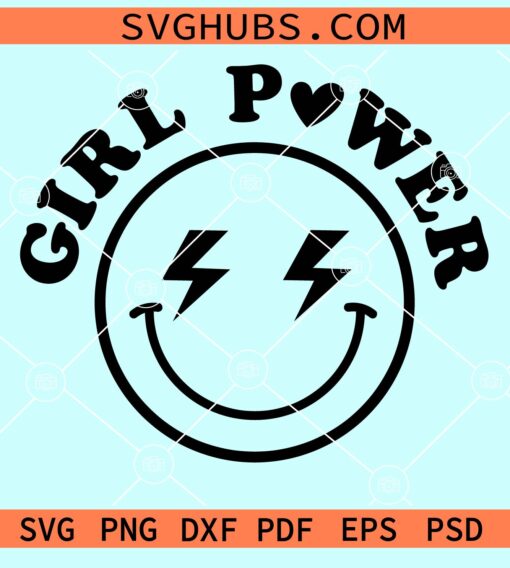 Girl power smiley face svg