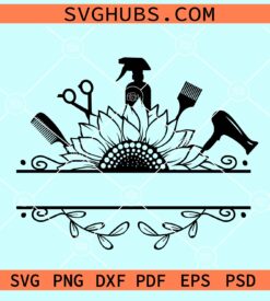 Hair stylist name frame svg, Hair salon split monogram svg, Barber split monogram svg