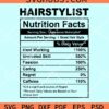 Hairstylist nutrition facts svg