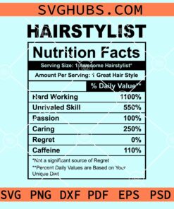Hairstylist nutrition facts svg