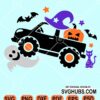 Halloween truck with witch hat svg