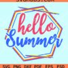 Hello summer colorful hexagonal frame svg