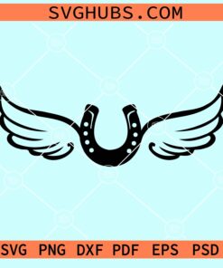 Horse shoe with angel wings svg