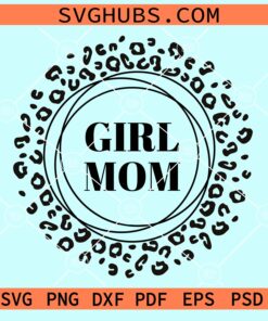 Leopard girl mama circle frame svg