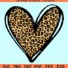 Leopard print love heart outline svg