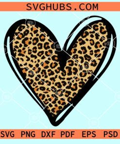Leopard print love heart outline svg