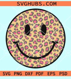 Leopard print smiley face svg