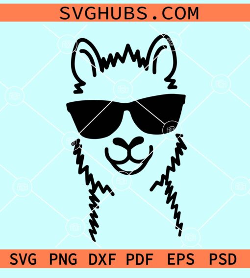 Llama with sunglasses svg, Llama Aviator Sunglasses SVG, Llama Cricut