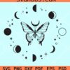 Magic butterfly with moon phases svg