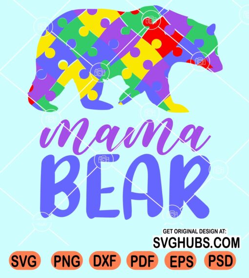 Mama bear autism awareness svg