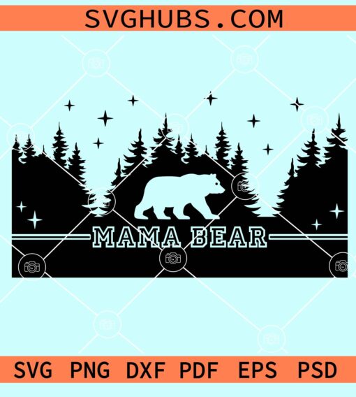 Mama bear forest scene Starbucks libbey glass can wrap svg