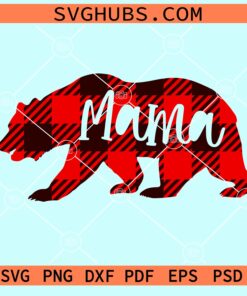 Mama bear red buffalo plaid pattern svg