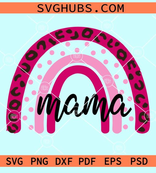 Mama leopard rainbow svg