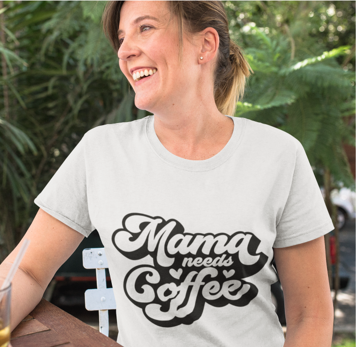 Mama Needs Coffee, Iced Coffee, SVG, Tshirt Design, Wavy Fon