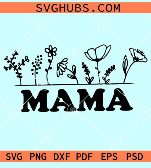 Mama with floral plants svg
