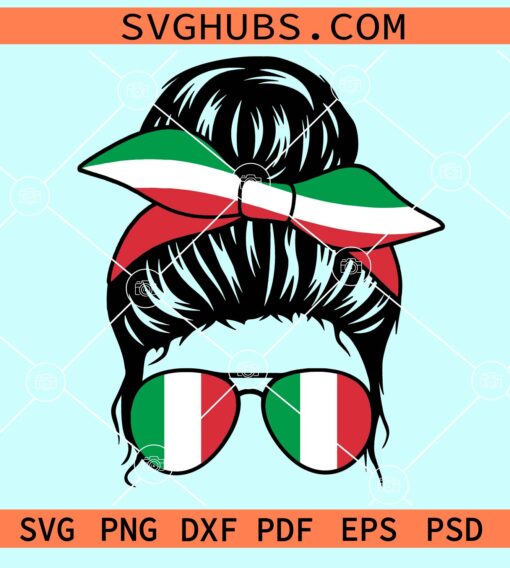 Messy bun Italy flag svg