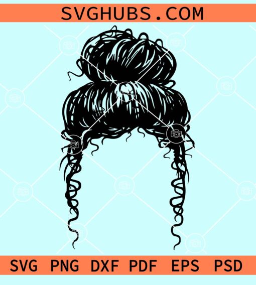 Messy bun hair svg