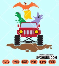 Monster truck Dinosaur party clipart svg