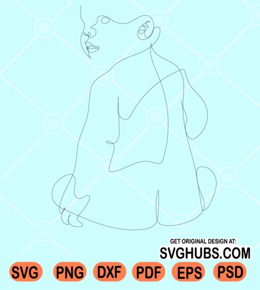 One line art baby drawing svg