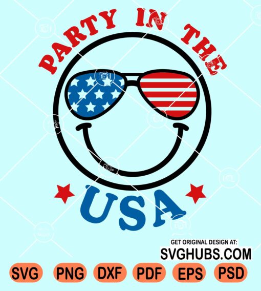 Party in the USA smiley face svg