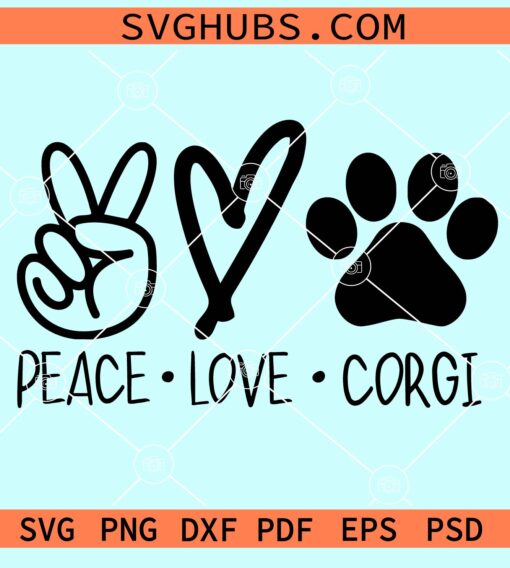 Peace love corgi svg